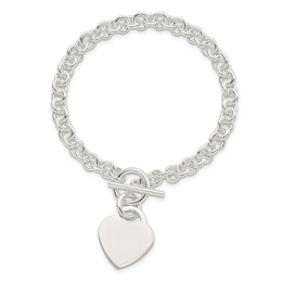 Engravable Heart Bracelet Sterling Silver 8.5&quot;