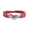 Thumbnail Image 1 of 1933 by Esquire Men's Double Row Bracelet Red Leather Sterling Silver 17&quot;