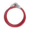 Thumbnail Image 2 of 1933 by Esquire Men's Double Row Bracelet Red Leather Sterling Silver 17&quot;