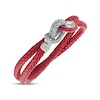 Thumbnail Image 3 of 1933 by Esquire Men's Double Row Bracelet Red Leather Sterling Silver 17&quot;