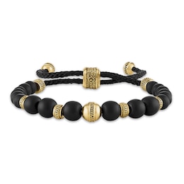 1933 by Esquire Men's Natural Black Onyx Bracelet 18K Yellow Gold-Plated Sterling Silver