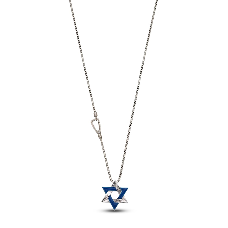 Marco Dal Maso Shield Pendant Necklace Blue Enamel Sterling Silver 24.5"