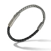 Thumbnail Image 0 of Marco Dal Maso Men's Mixed Chain & Woven Black Leather Bracelet Sterling Silver 8"