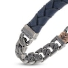 Thumbnail Image 2 of Marco Dal Maso Men's Flaming Tongue Blue Leather Link Bracelet Natural Blue Sapphire Sterling Silver 8&quot;