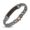 Thumbnail Image 0 of Marco Dal Maso Men's Flaming Tongue Brown Leather Link Bracelet Natural Orange Sapphire Sterling Silver 8"