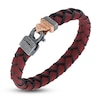 Thumbnail Image 1 of Marco Dal Maso Engraved Woven Red Leather Natural Yellow Sapphire Bracelet Sterling Silver/18K Rose Gold-Plated 8&quot;