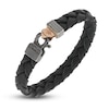 Thumbnail Image 0 of Marco Dal Maso Engraved Woven Black Leather Natural Yellow Sapphire Bracelet Sterling Silver/18K Rose Gold-Plated 8"