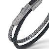 Thumbnail Image 2 of Marco Dal Maso Men's Double Wrap Mixed Chain & Woven Black Leather Bracelet Sterling Silver 8&quot;