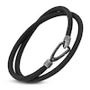 Thumbnail Image 1 of Marco Dal Maso Men's Smooth Black Leather Double Wrap Bracelet Sterling Silver 16&quot;