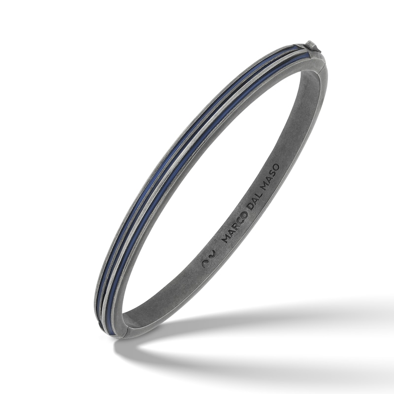 Main Image 1 of Marco Dal Maso Men's Acies Thin Bangle Bracelet Blue Enamel Sterling Silver 7&quot;