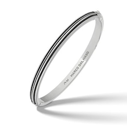 Marco Dal Maso Men's Acies Thin Bangle Bracelet Black Enamel Sterling Silver 7&quot;