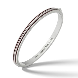 Marco Dal Maso Men's Acies Thin Bangle Bracelet Red Enamel Sterling Silver 7&quot;