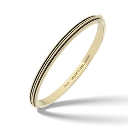 Marco Dal Maso Men's Acies Thin Bangle Bracelet Black Enamel Sterling Silver/18K Yellow Gold-Plated 7&quot;