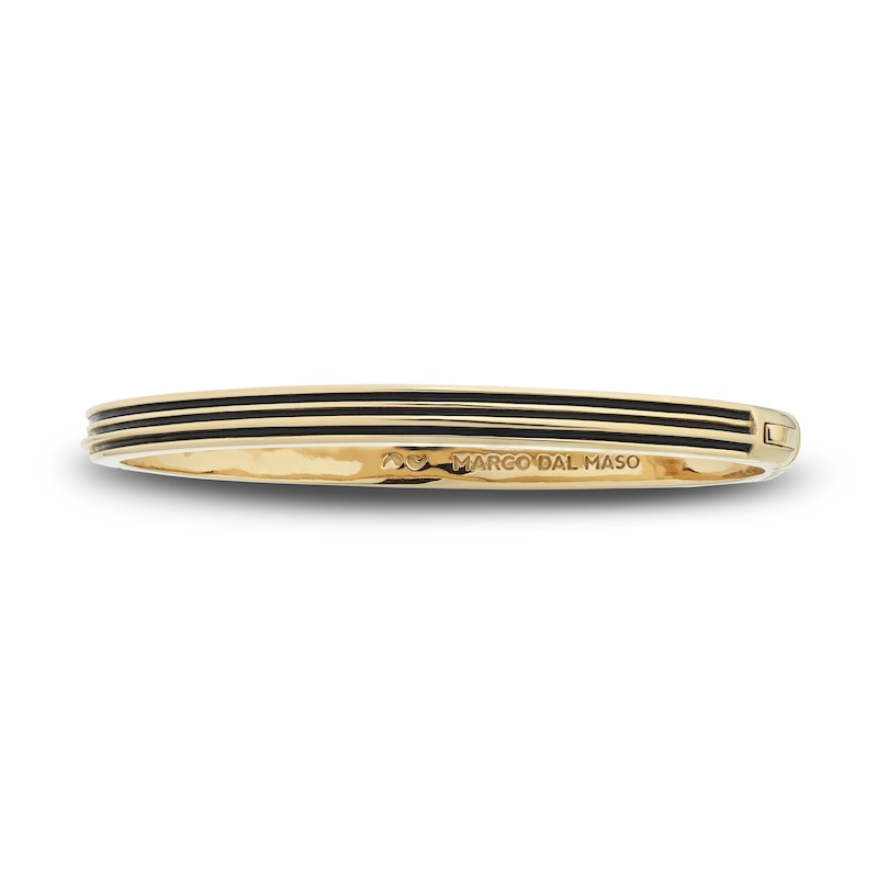 Main Image 2 of Marco Dal Maso Men's Acies Thin Bangle Bracelet Black Enamel Sterling Silver/18K Yellow Gold-Plated 7&quot;