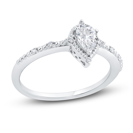 Diamond Engagement Ring 1/2 ct tw Pear-shaped/Round 14K White Gold | Jared