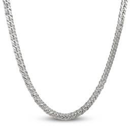 Men's Solid Curb Link Necklace Sterling Silver 6.9mm 22"