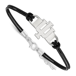 Indiana University Leather Bracelet Sterling Silver 7&quot;