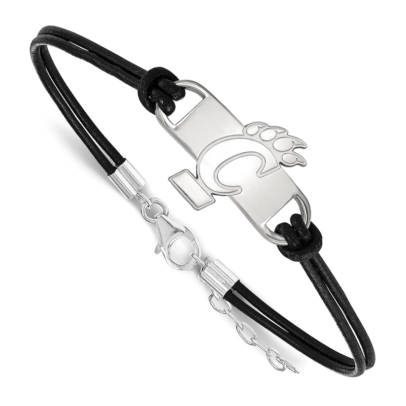 Main Image 1 of University of Cincinnati Leather Bracelet Sterling Silver 7&quot;