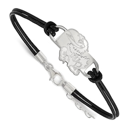 University of Kansas Leather Bracelet Sterling Silver 7&quot;