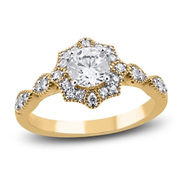 Diamond Engagement Ring 7/8 ct tw Round 14K Yellow Gold