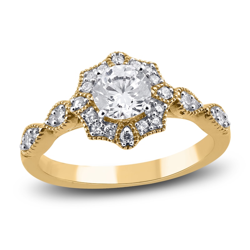 Main Image 1 of Diamond Engagement Ring 7/8 ct tw Round 14K Yellow Gold