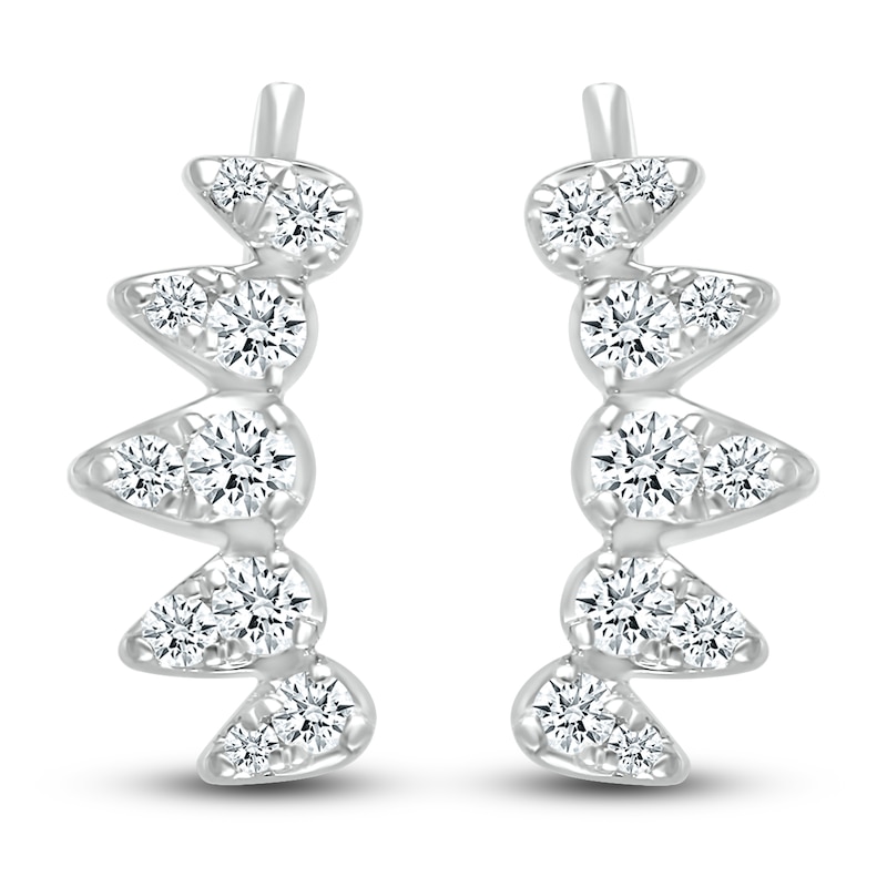 Main Image 1 of Diamond Climber Earrings 1/3 ct tw Round 10K White Gold