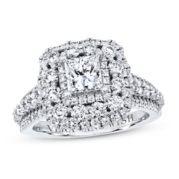 Vera Wang WISH Diamond Engagement Ring 2-1/5 ct tw Round/Princess 14K White Gold