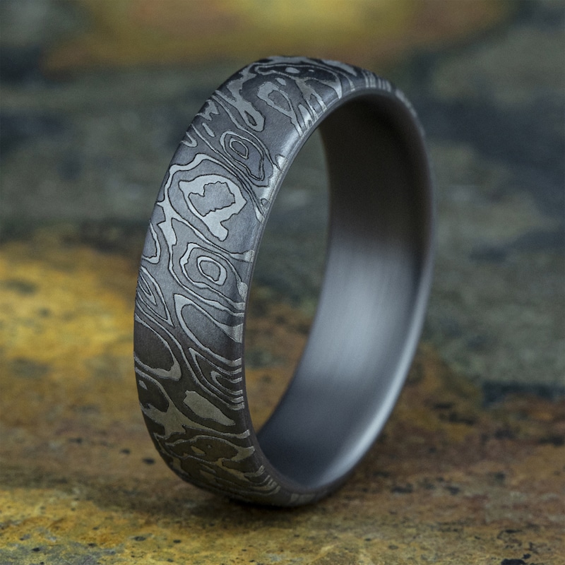 Main Image 4 of Damascus Wild Wedding Band Tantalum 6.5mm