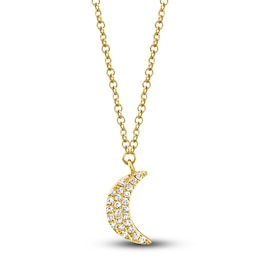 Shy Creation Moon Necklace Diamond Accents 14K Yellow Gold 18&quot; SC55002688