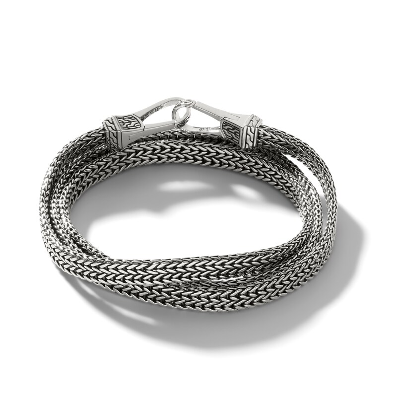 Rope Trim Round Monogram Bangle Bracelet Sterling Silver