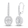 Thumbnail Image 0 of Certified Lab-Created Diamond Halo Dangle Earrings 2-1/2 ct tw Oval/Round 14K White Gold