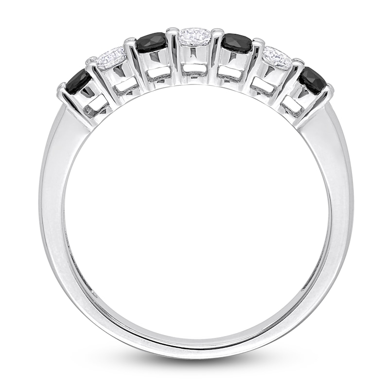 Main Image 3 of Black & White Diamond Anniversary Band 1/2 ct tw Round 14K White Gold