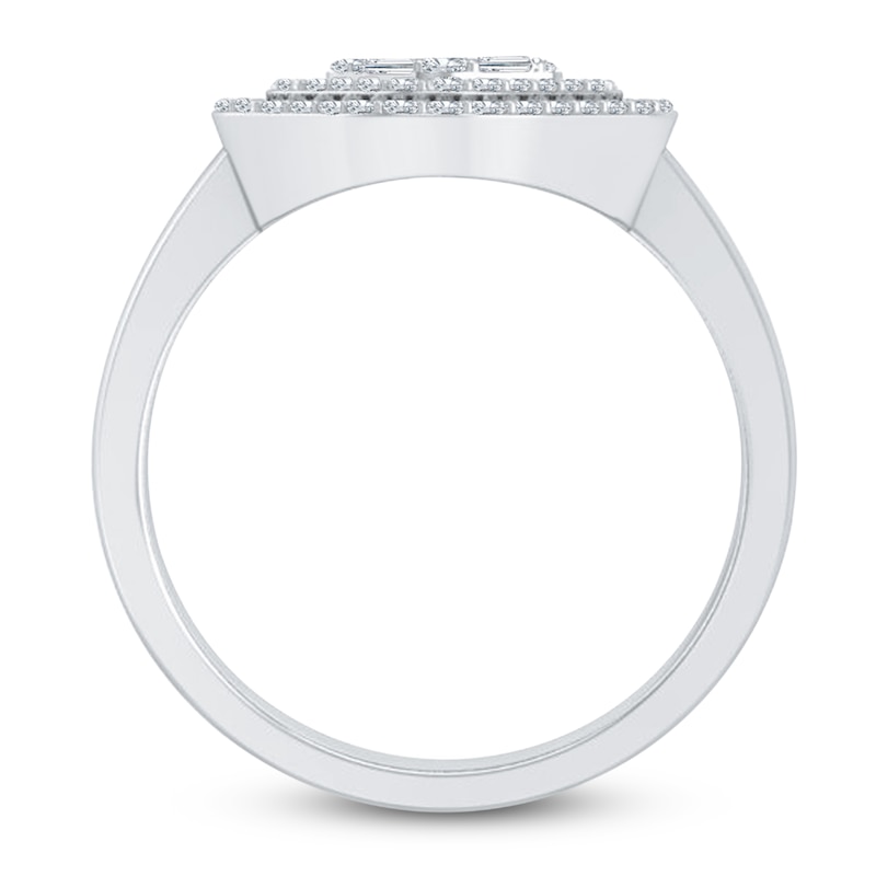 Main Image 3 of Diamond Fashion Ring 1/3 ct tw Round/Baguette 14K White Gold