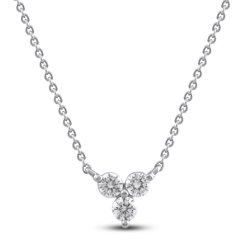 Main Image 1 of Diamond 3-Stone Pendant Necklace 1/3 ct tw Round 14K White Gold