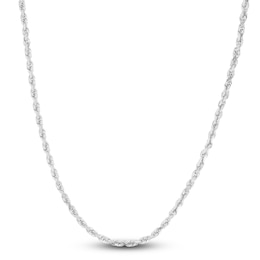 Solid Diamond-Cut Rope Chain Necklace 14K White Gold 18&quot; 3.0mm