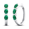 Thumbnail Image 0 of Emerald Earrings 1/20 ct tw Diamonds 14K White Gold