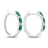 Thumbnail Image 3 of Emerald Earrings 1/20 ct tw Diamonds 14K White Gold