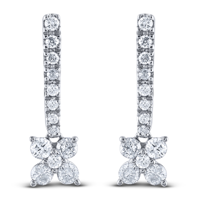 Main Image 1 of Diamond Drop Earrings 1/3 ct tw Round 14K White Gold