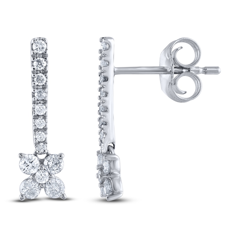 Main Image 2 of Diamond Drop Earrings 1/3 ct tw Round 14K White Gold