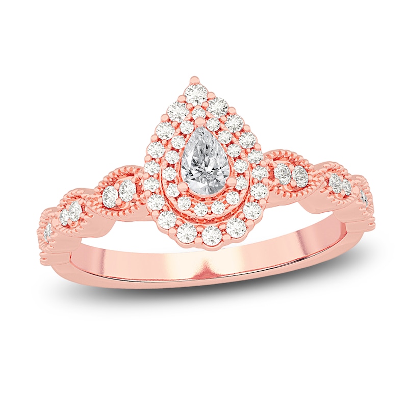 Main Image 1 of Diamond Promise Ring 3/8 ct tw Pear/Round 14K Rose Gold