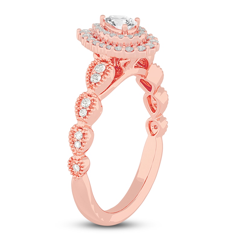 Main Image 2 of Diamond Promise Ring 3/8 ct tw Pear/Round 14K Rose Gold