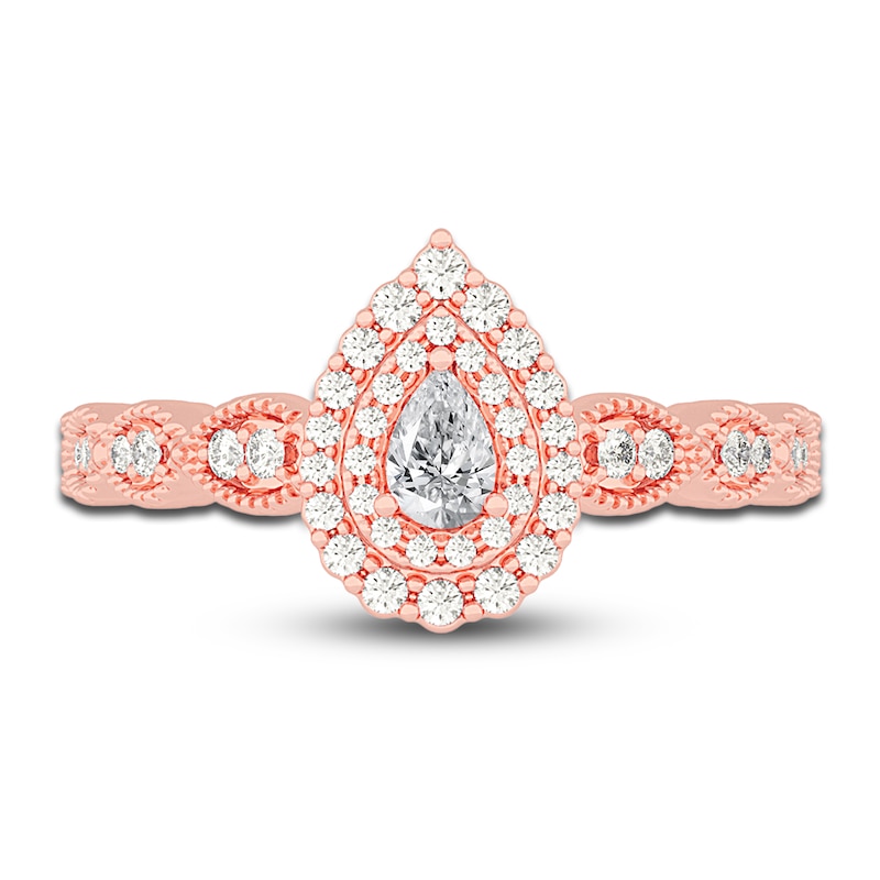 Main Image 3 of Diamond Promise Ring 3/8 ct tw Pear/Round 14K Rose Gold