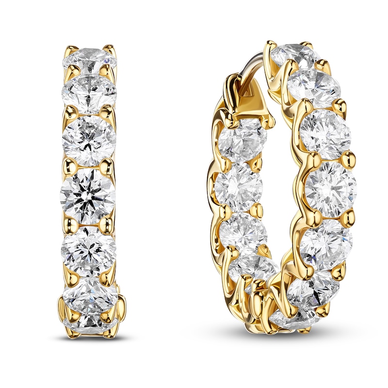 Main Image 1 of Matinee by A Link Diamond Hoop Earrings 3 ct tw Round 18K Yellow Gold