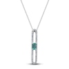 Thumbnail Image 1 of Rectangle-Cut Natural Emerald & Diamond Pendant Necklace 1/4 ct tw Round 14K White Gold 18&quot;