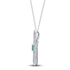 Thumbnail Image 2 of Rectangle-Cut Natural Emerald & Diamond Pendant Necklace 1/4 ct tw Round 14K White Gold 18&quot;