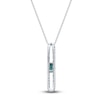 Thumbnail Image 3 of Rectangle-Cut Natural Emerald & Diamond Pendant Necklace 1/4 ct tw Round 14K White Gold 18&quot;