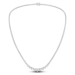 Lab-Created Diamond Riviera Tennis Necklace 15 ct tw Round 14K White Gold 17&quot;