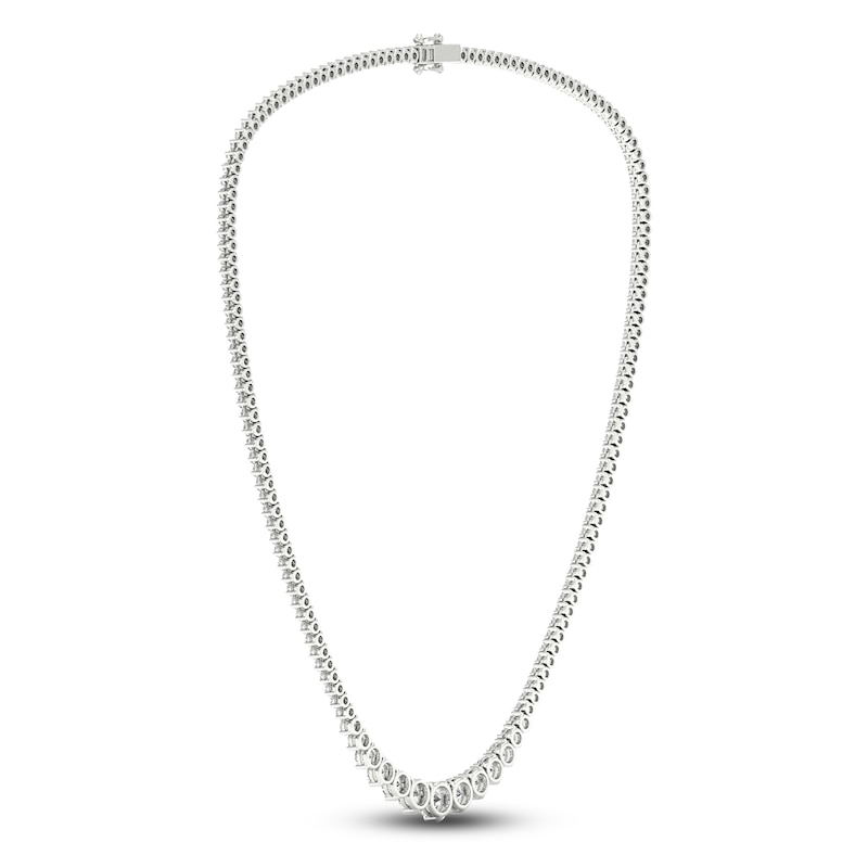 Lab-Created Diamond Riviera Tennis Necklace 15 ct tw Round 14K White Gold 17"