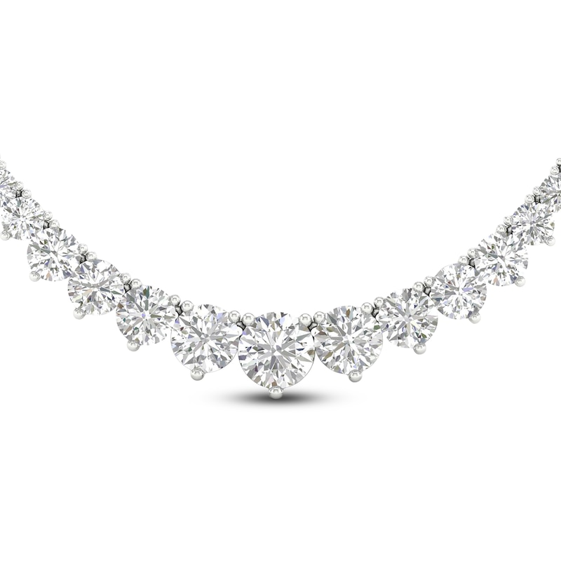 Lab-Created Diamond Riviera Tennis Necklace 15 ct tw Round 14K White Gold 17"