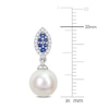 Thumbnail Image 1 of Freshwater Cultured Pearl & Natural Blue Sapphire Drop Earrings 1/8 ct tw Diamonds 14K White Gold